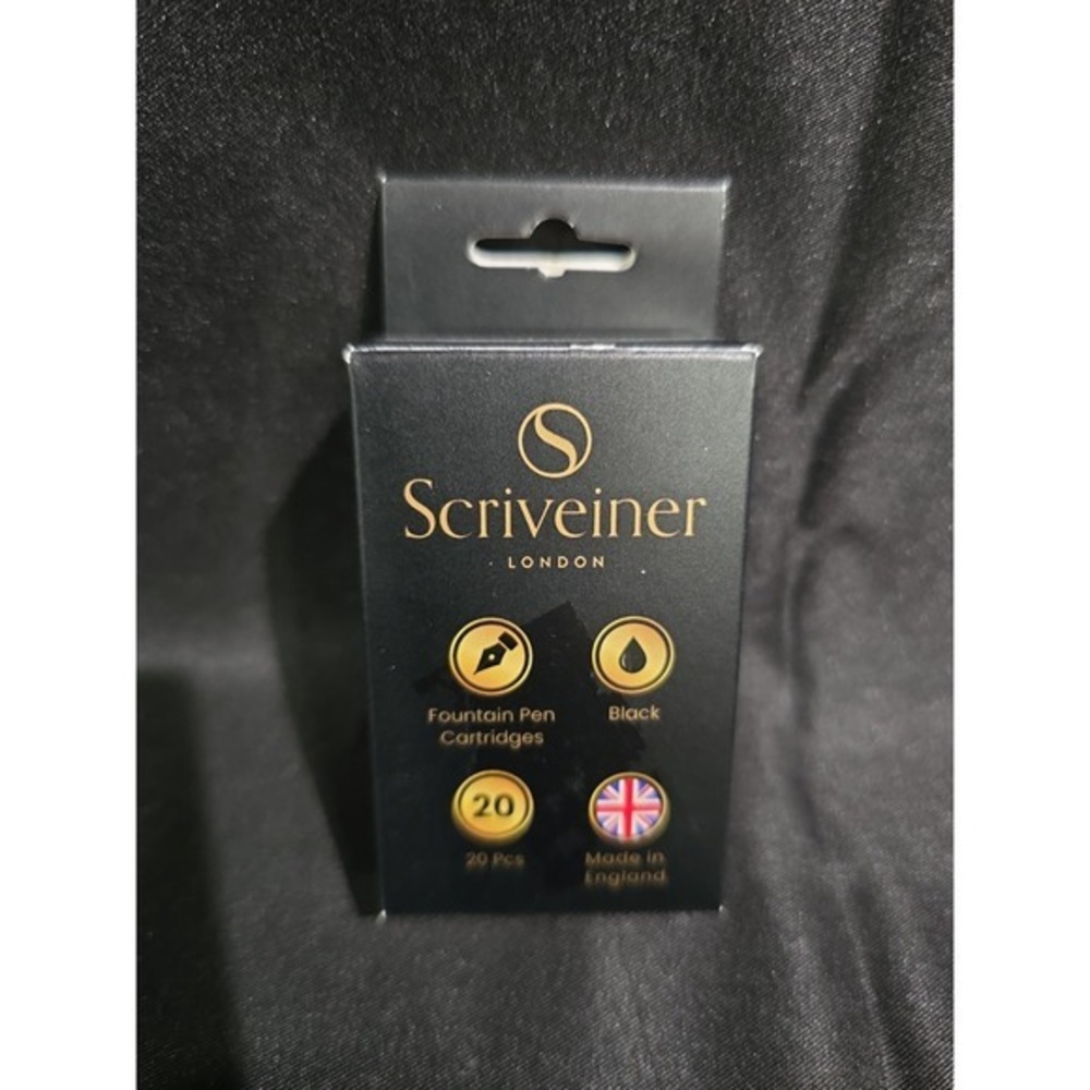 Scriveiner London Fountain Pen Cartridges Black Ink 20 Pcs Made in England